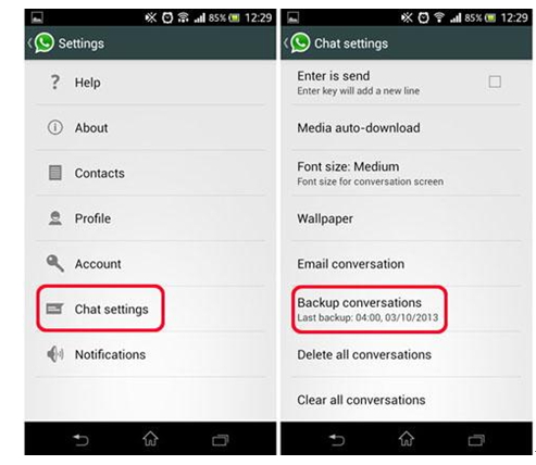 Transfer whatsapp to new android phone