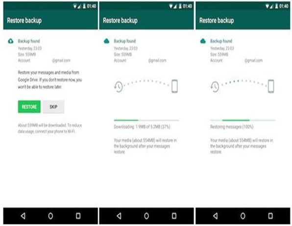 Wie man WhatsApp von Android auf das Samsung S9/S8 überträgt - Google Drive